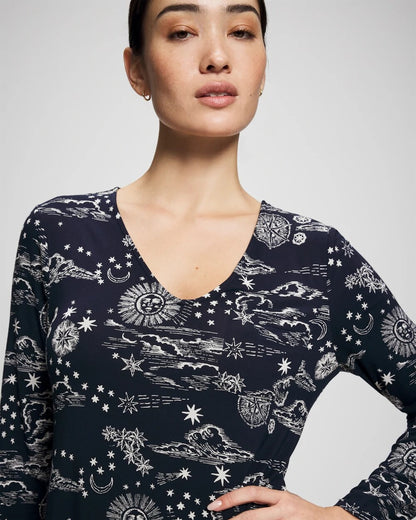 COSMIC BALLET NAVY Long-Sleeve Sleepshirt