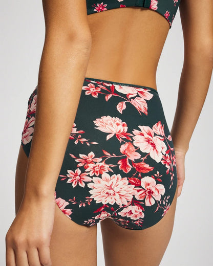 COTTAGE FLORAL MINI GREEN Tummy Modern Brief Panty with Lace