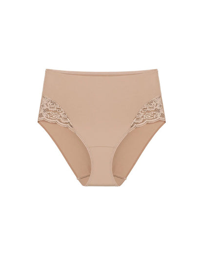 WARM AMBER High-Waist Brief Panty with Lace
