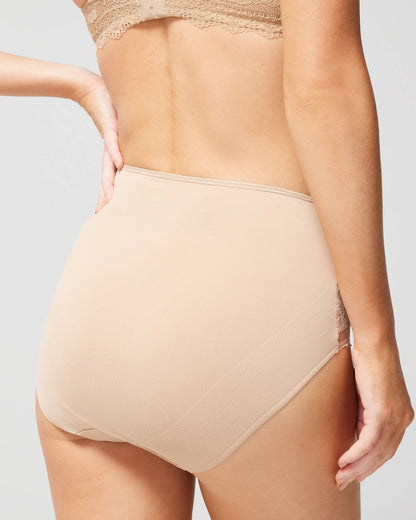 WARM AMBER High-Waist Brief Panty with Lace