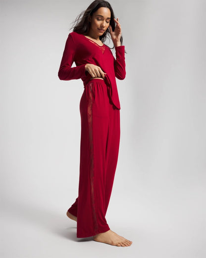 PAINT THE TOWN RED Lace Relaxed Wide Leg Pajama Pant