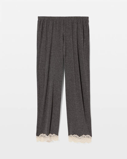 CHARCOAL HEATHER W/ SHINE Lace Trim Pajama Pant