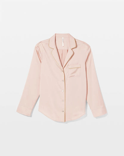 CAMEO ROSE Long Sleeve Notch Collar Pajama Top