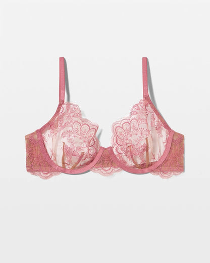 ANTIQUE PINK Tattoo Embroidered Perfect Coverage Bra