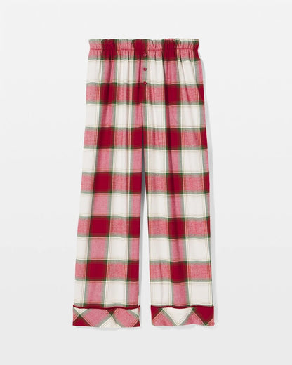 WINTER PLAID RED Velvet Piped Relaxed Pajama Pant