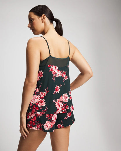 COTTAGE FLORAL GREEN Mesh Trim Pajama Cami