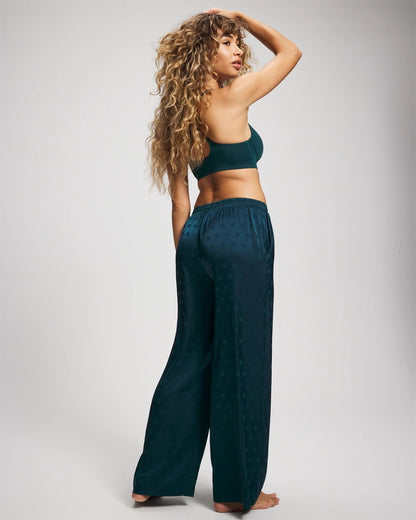 DRAMA DOTS DARK HARBOUR Jacquard Dot Satin Relaxed Pant