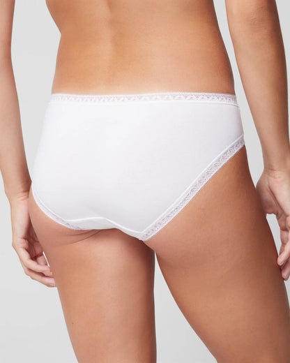 OPTIC WHITE Cotton Hipster Panty with Lace Trim