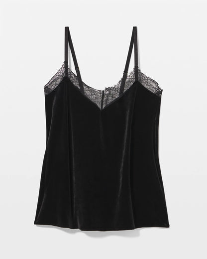 BLACK Velvet Lace Trim Pajama Cami