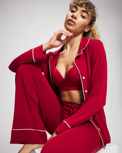 PAINT THE TOWN RED Pajama Pant w/ Cuff and Piping