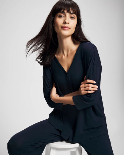NIGHTFALL NAVY Button-Up Pajama Top