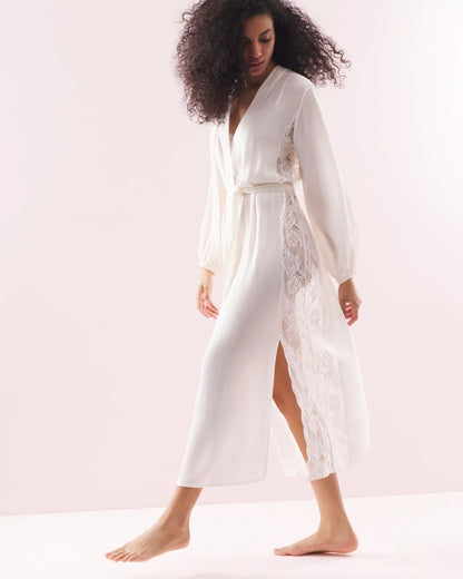 IVORY Soma's Sexiest Silk Chiffon Long Robe