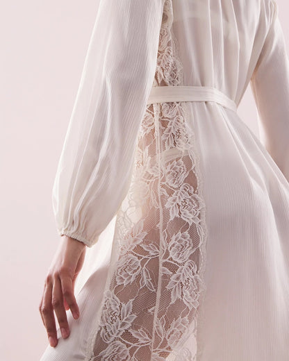 IVORY Soma's Sexiest Silk Chiffon Long Robe
