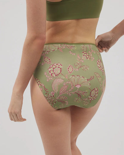 STITCH PAISLEY M GREEN High-Leg Brief Panty