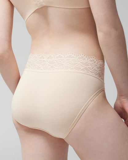 PALE SAND High-Leg Panty with Enchanting Lace
