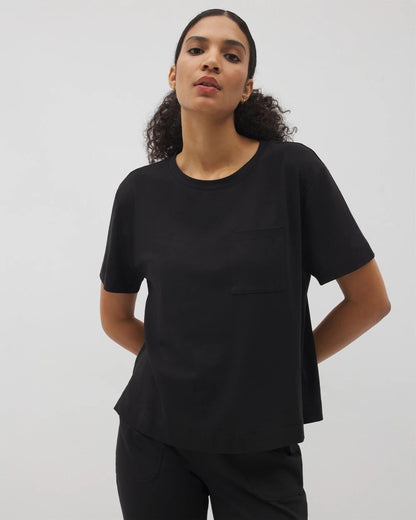 BLACK Short-Sleeve Pocket Pajama Tee