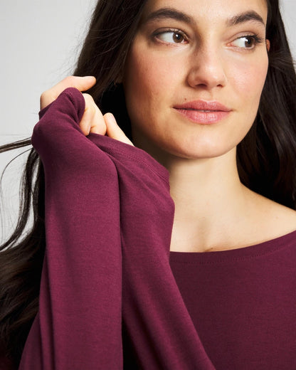 VELVET PLUM Ruched Long Sleeve Pajama Tee