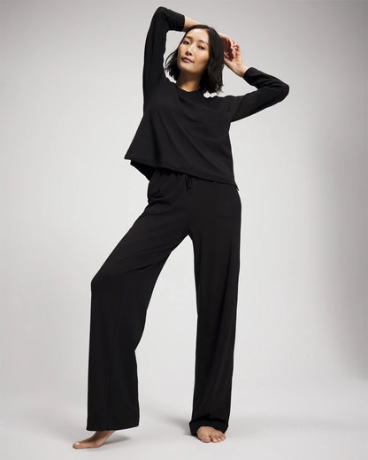 BLACK Most Loved Cotton Long Sleeve Pajama Tee