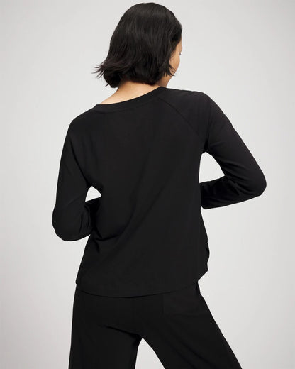 BLACK Most Loved Cotton Long Sleeve Pajama Tee