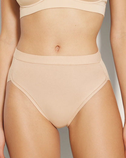 PALE SAND Cotton High-Leg Panty