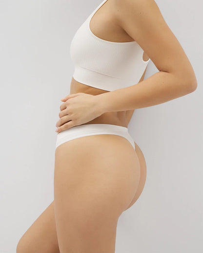 IVORY Seamless Rib Thong Panty