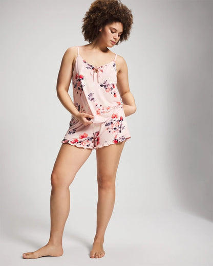 FLORAL DREAMS PINK BLUSH Tie Front Camisole