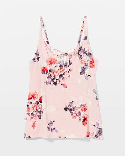 FLORAL DREAMS PINK BLUSH Tie Front Camisole