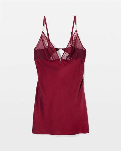 RED VELVET Silk Chemise With Lace