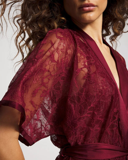 RED VELVET Lace And Silk Robe
