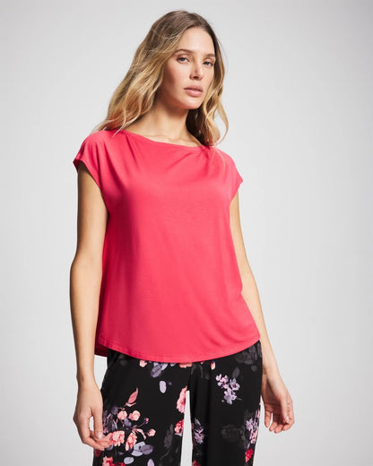 HEARTS DESIRE Short Sleeve Boat Neck Top