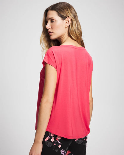 HEARTS DESIRE Short Sleeve Boat Neck Top