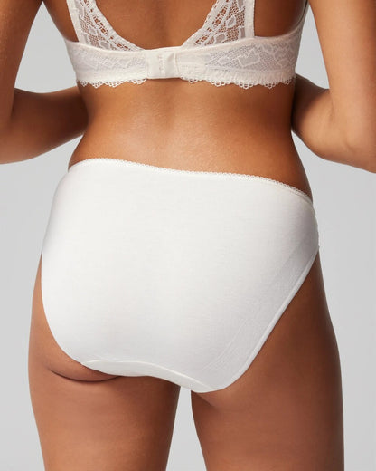 IVORY Cotton Blend Bikini Panty with Lace