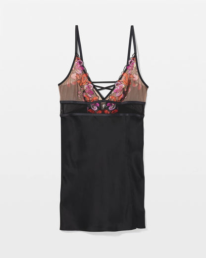 BLACK Soma's Sexiest Silk Embroidered Chemise