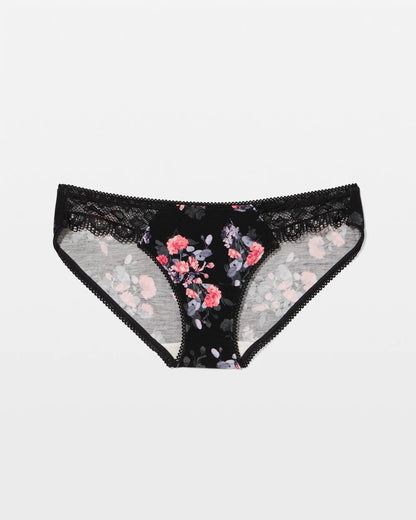 FLORAL DREAMS BLACK MINI Bikini Panty with Lace