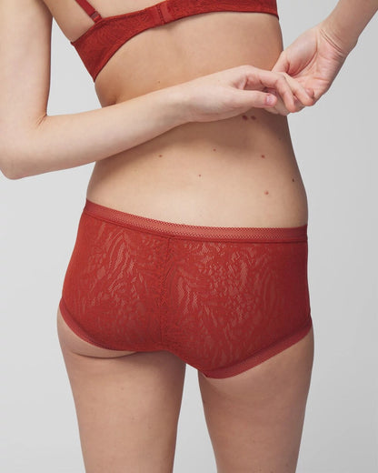 SIERRA REDWOOD Soma Boyshort Panty with Stretch Lace
