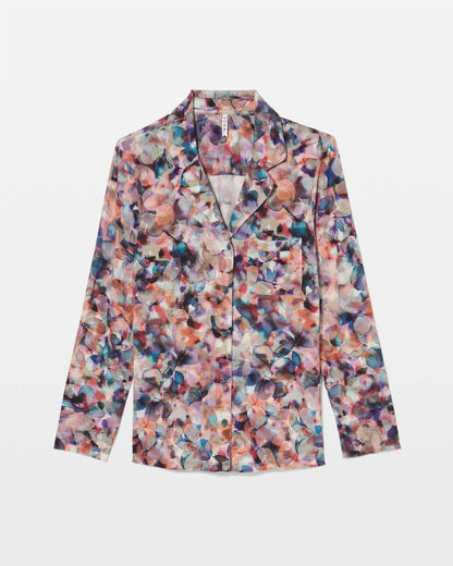 PETAL MOSAIC PETROL Long-Sleeve Notch Collar Pajama Top