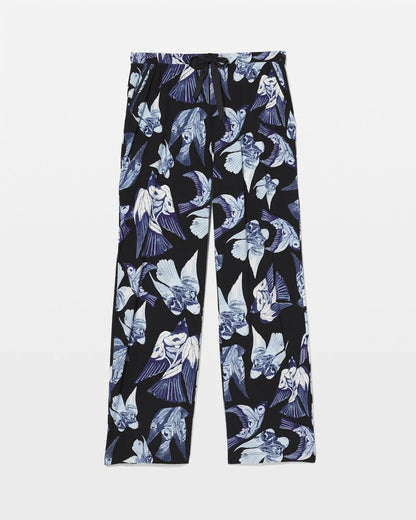 WHIMSICAL WINGS BLK MID Satin Trim Pajama Pant
