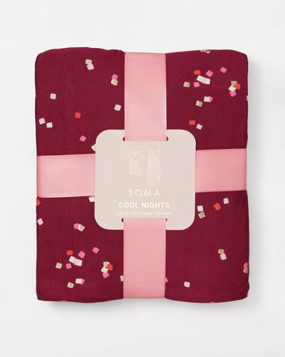 SCATTERED SQUARES VP/FOIL Packaged Short-Sleeve Pant Pajama Set
