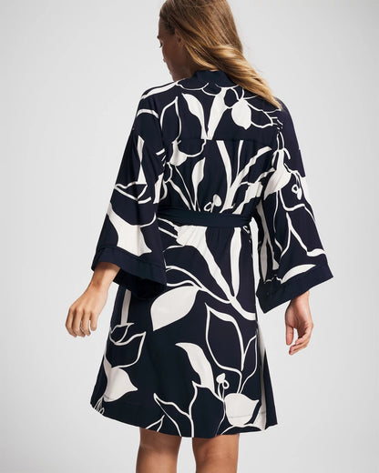 NOUVEAU FLORA NAVY Short Robe