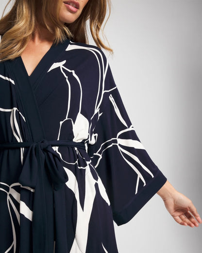 NOUVEAU FLORA NAVY Short Robe