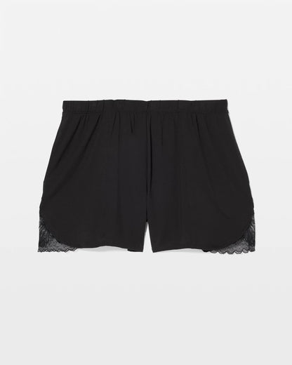 BLACK Lace Trim Pajama Shorts
