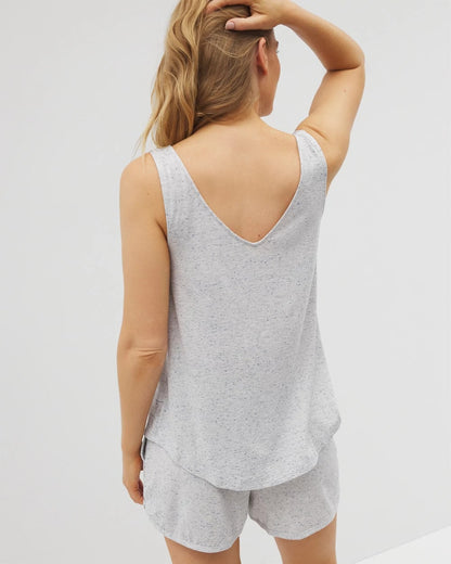 BLUE SLUB Slub V-Neck Pajama Tank