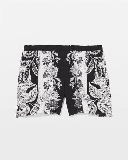 STAMPED FLORAL SCARF BLK Pajama Shorts