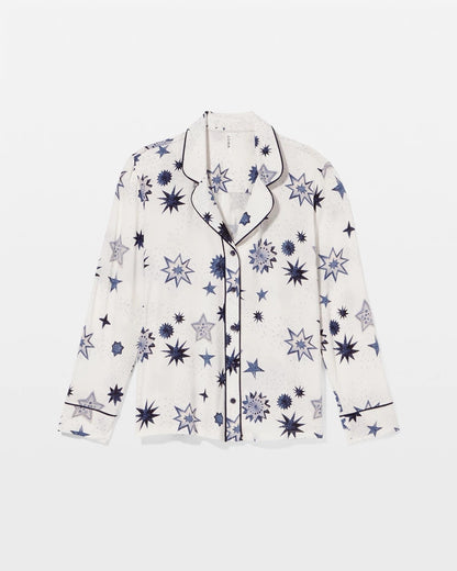 CELESTIAL CHARMS CHAMP Cool Nights Long Sleeve Notch Collar with Piped Placket Pajama Top