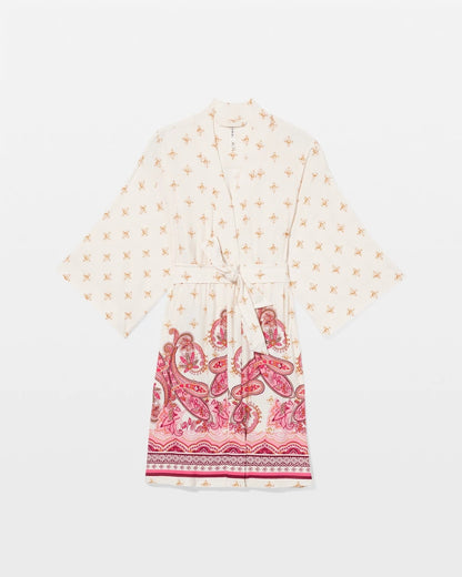 KASHMIR PAISLEY PLCD CH Kimono Short Robe