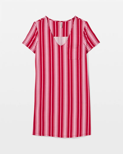SLEIGHBELL STRIPE RED Short Sleeve Sleepshirt