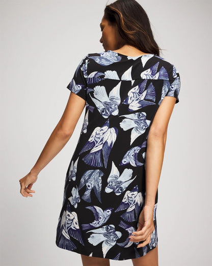 WHIMSICAL WINGS BLK MID Short Sleeve Sleepshirt