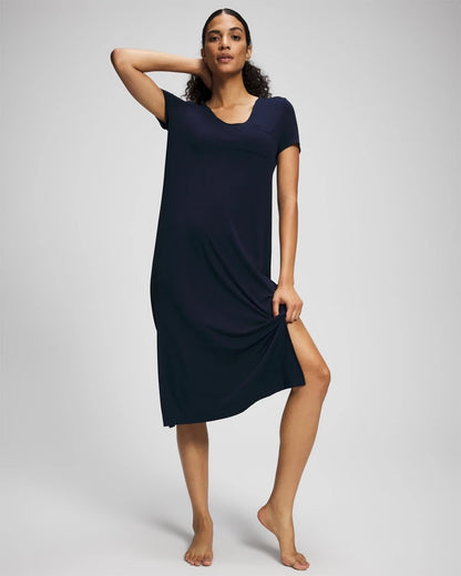 NIGHTFALL NAVY Short Sleeve Long Sleepshirt