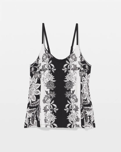 STAMPED FLORAL SCARF BLK Flyaway Pajama Cami