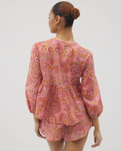 SHOW OFF PAISLEY P GUAVA Cotton Voile Long Sleeve Pajama Top
